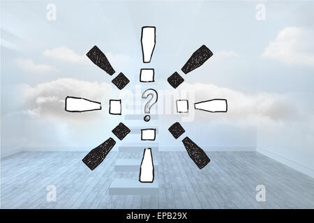 Image composite de question mark doodle avec les points d'exclamation Banque D'Images