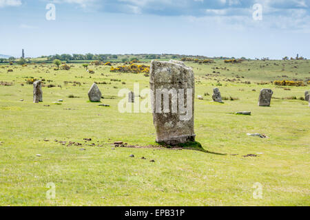 The hurlers Bodmin Moor stone circle cornwall england uk Banque D'Images