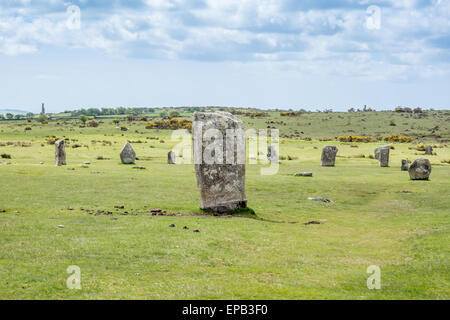 The hurlers Bodmin Moor cornwall england uk Banque D'Images