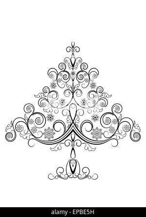 Arbre de Noël avec des flocons ajouré Illustration de Vecteur