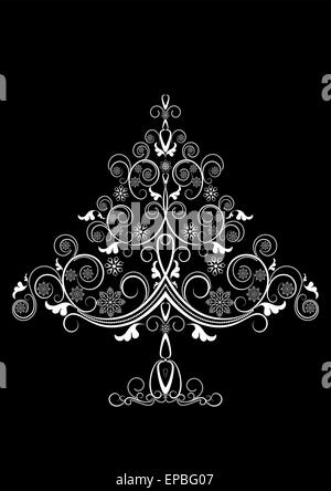 Arbre de Noël blanc ajouré avec des flocons Illustration de Vecteur