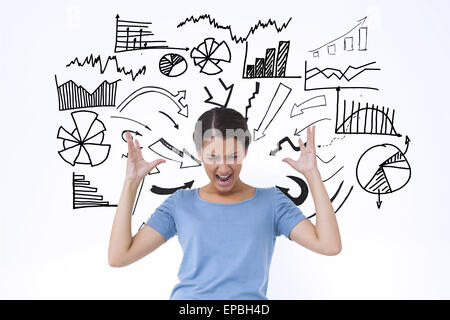 Image composite de l'ennuyé brunette gesturing Banque D'Images