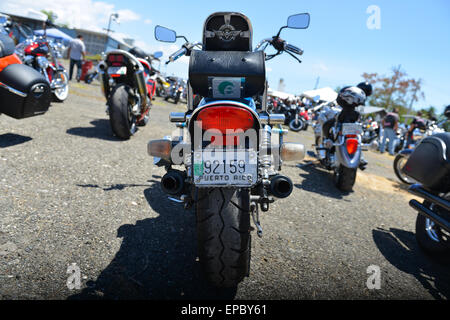 Numéro de la plaque d'une moto lors d'un événement cycliste à Ponce, Porto Rico. L'île des Caraïbes. USA territoire. Banque D'Images