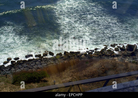 "Don't Look Down' vue de lanterne Phare Montauk, Long Island NY 'Les Hamptons' Observatory Deck Banque D'Images