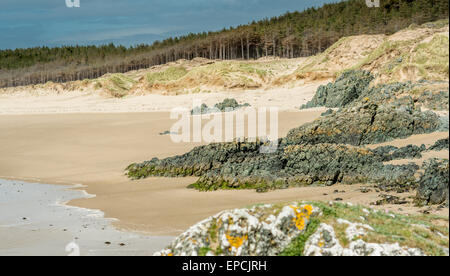 Une vue de Newborough, Anglesey, au nord du Pays de Galles à la recherche sur les sables bitumineux de Malltraeth. Banque D'Images