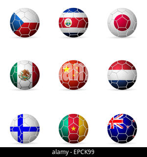 Ballon de soccer d'un drapeau sur un fond blanc. Banque D'Images