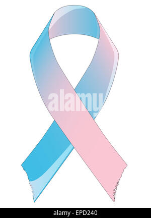Une naissance prématurée du ruban de sensibilisation en bleu et rose sur fond blanc Banque D'Images