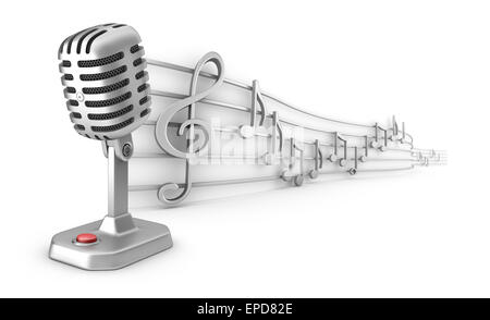 Microphone et des notes de musique personnel a Banque D'Images