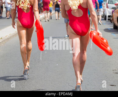 Baywatch Voir Maspalomas Gay Pride Parade. Maspalomas, Gran Canaria, Îles Canaries, Espagne. Banque D'Images