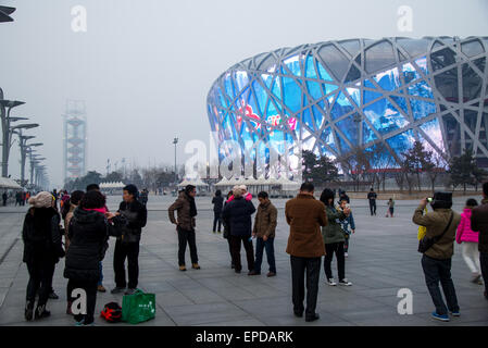 Le célèbre parc olympique à birdnest à Beijing Chine Banque D'Images