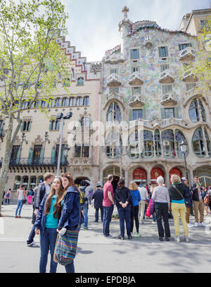 La Casa Batlló de Gaudí et la Casa Amatller par Cadafalch, Barcelone, Catalogne, Espagne Banque D'Images