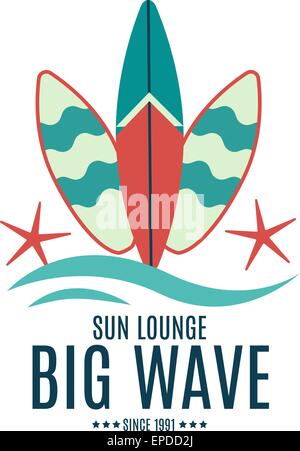 Vector retro style surf logos, étiquettes Illustration de Vecteur