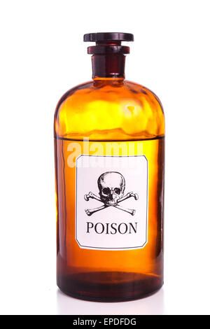 Bouteille de poison, vintage signe et isolated on white Banque D'Images Bouteille de poison, vintage signe et isolated on white Banque D'Images