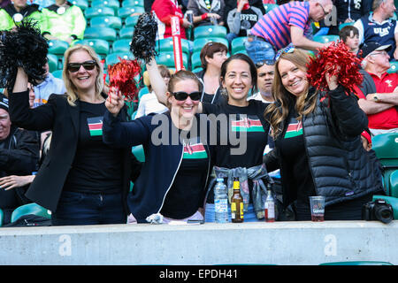 Londres, Royaume-Uni. 17 mai 2015. Fans du Kenya à l'hôtel Marriott London Sevens à Twickenham. Credit : Elsie Kibue / Alamy Live News Banque D'Images