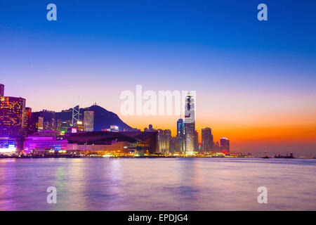 Coucher du soleil à Hong Kong Harbour Banque D'Images