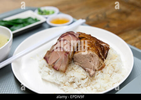 Canard rôti de porc barbecue et Plat de riz au restaurant Hong Kong en Macro Banque D'Images