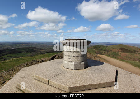 La balise , worcestershire Malvern hills, 425m de hauteur 1394 ft. Banque D'Images