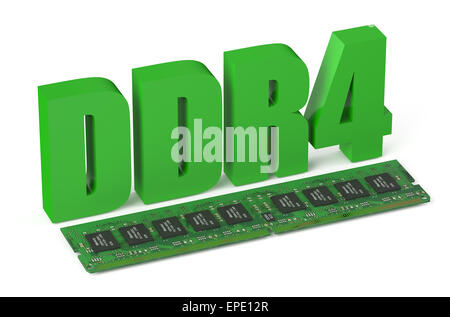 Mémoire DDR4 carte module isolé sur fond blanc Banque D'Images