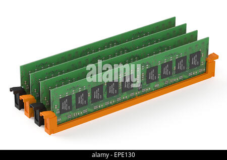 Les modules de mémoire DDR4 isolé sur fond blanc Banque D'Images