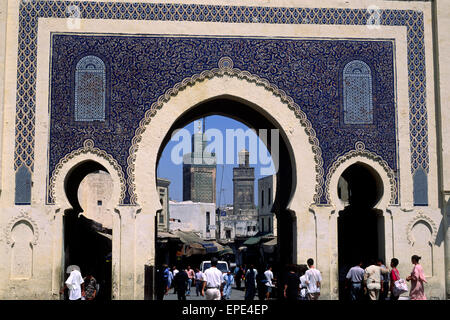 Maroc, Fès, Bab Boujeloud Banque D'Images