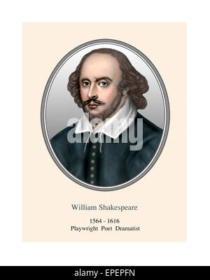 Dramaturge, poète dramaturge William Shakespeare Portrait Illustration moderne Banque D'Images