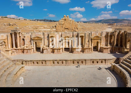 Ruines à Jerash Jordanie Théâtre Du Sud Banque D'Images