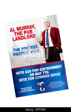 Une élection notice pour Al Murray, le Pub Propriétaire, debout dans le sud de la circonscription de Thanet 2015 Élection générale. Banque D'Images