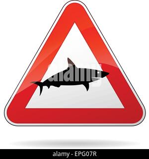 Illustration du panneau d'avertissement triangle pour shark Illustration de Vecteur