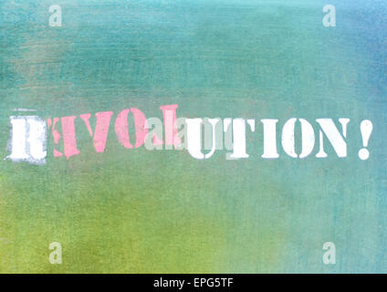 Révolution - love logo graffiti sur mur texturé Banque D'Images