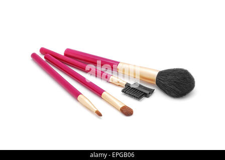 Cosmetic brushes set on white Banque D'Images