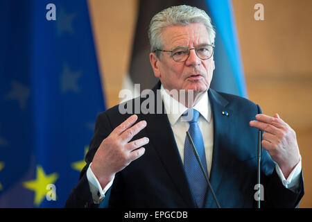Berlin, Allemagne. 18 mai, 2015. Le Président Joachim Gauck estonien parle lors d'une conférence de presse dans le château de Bellevue à Berlin, Allemagne, 18 mai 2015. Dpa : Crédit photo alliance/Alamy Live News Banque D'Images