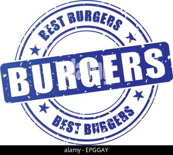 Illustration de l'icône du design de timbre bleu burgers Illustration de Vecteur