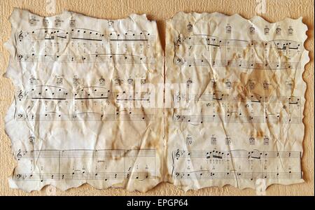 Close-up d'une ancienne feuille de musique Banque D'Images