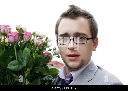 Jeune homme avec des lunettes Banque D'Images