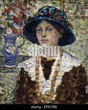Maurice Brazil Prendergast Portrait of a Girl with Flowers Banque D'Images