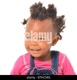 Young African baby girl having fun in photo studio Banque D'Images