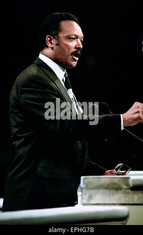 Le révérend Jesse Jackson parle lors de la Convention Nationale Démocratique. Banque D'Images