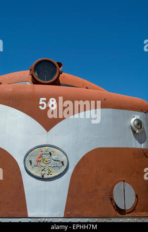 L'Australie, Alice Springs, NT. Old Ghan Train - Musée du chemin de fer train Ghan historique. Banque D'Images