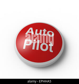 Circulaire Rouge bouton Pilote automatique avec une surface courbe sur un fond blanc Banque D'Images