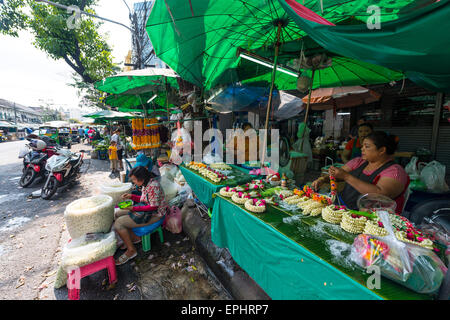 Fleuriste, Marché aux Fleurs, Bangkok, Thaïlande Banque D'Images