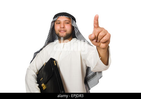 Concept avec arabe isolated on white Banque D'Images