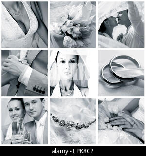 Collage de photos de mariage neuf Banque D'Images