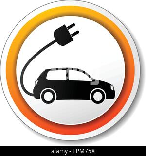 Illustration de l'icône orange et blanc pour voiture électrique Illustration de Vecteur