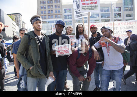 Union Square devient un point de rencontre pour les gens expriment diverses préoccupations sociales et politiques, y compris les immigrantes et les travailleurs Banque D'Images