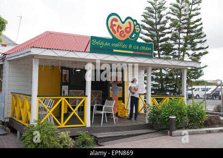 Freds gaufres belges et la crème glacée hut à St John Port Antigua Banque D'Images