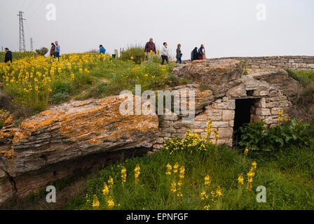 La forteresse médiévale de cap Kaliakra ,longue et étroite pointe sur la côte de la mer Noire. Banque D'Images