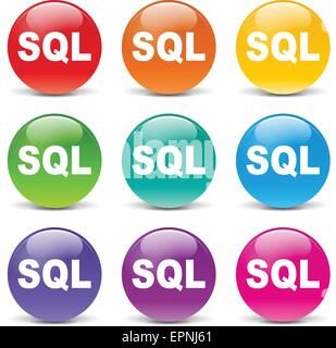 Collection d'icônes de différentes couleurs pour sql Illustration de Vecteur