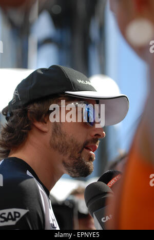 Monte Carlo, Monaco, 20 mai 2015. Fernando Alonso (ESP), pilote pour McLaren Honda F1 Team. Lors de la journée des médias Grand Prix de Formule 1 de Monaco, Monte Carlo. Crédit : Kevin Bennett/Alamy Live News Banque D'Images