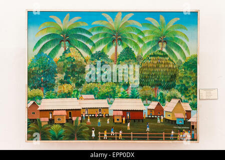 Peinture de baseball de Faustino Altamirano Granada Nicaragua // GRANADA, Nicaragua — la peinture Jergo de Baseball de Faustino Altamirano est exposée au Centro Cultural Convento San Francisco. Cette œuvre illustre la passion du Nicaragua pour le baseball, un sport qui a une signification culturelle profonde dans le pays. Le Centro Cultural Convento San Francisco occupe un ancien couvent franciscain du XVIe siècle qui a été transformé en musée. Le centre culturel contient une collection diversifiée d'objets précolombiens, d'art religieux de l'époque coloniale et d'œuvres contemporaines nicaraguayennes. Situé Banque D'Images