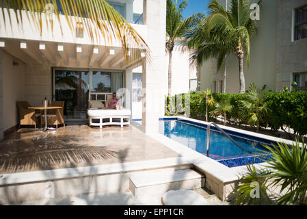 Le bien-aimé, de l'hôtel Playa Mujeres, Mexique, est situé juste au nord de Cancun. C'est un complexe de luxe, inclusive beach resort appartenant au groupe d'excellence. Banque D'Images